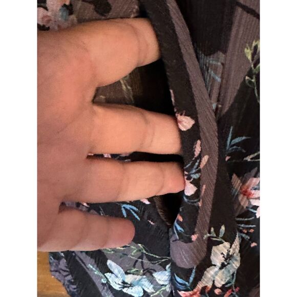 Guess Betty Black with White and Pink Floral Romper Cold Shoulder - Picture 3 of 8